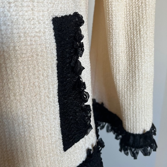 St. John Collection Cream Black Applique Knit Crepe Evening Dress Jacket‎ Blazer - Picture 10 of 12